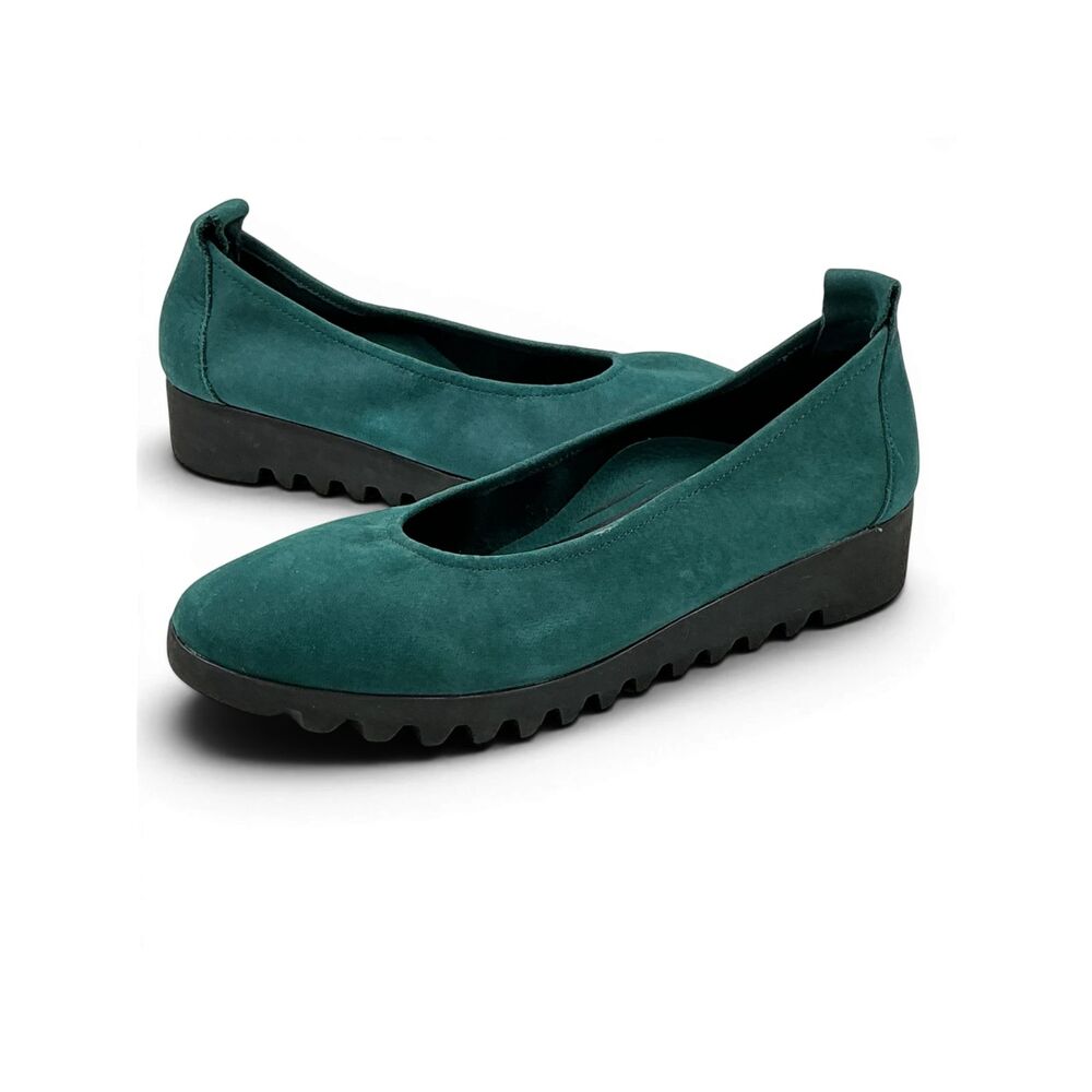 Aetrex Brianna Ballet Flat Womens EU37 US7 Aqua Nubuck Leather Comfort Shoes
